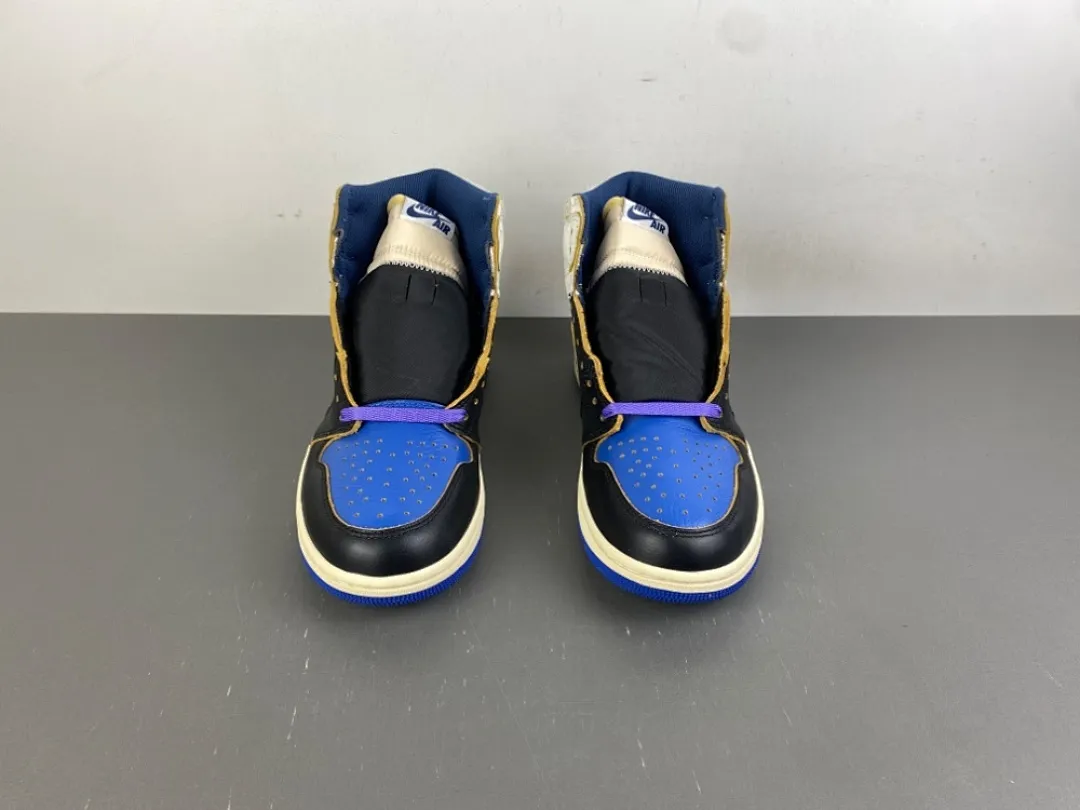 PK版 Air Jordan 1 Hi 藤原浩 UN大闪电 黑兰白紫 色 货号：IO7847-001 日期：2026 年春季 18原装版本PK，37号码36-47.5出货4-0